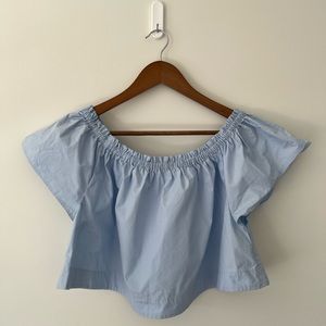 Aritzia Wilfred Off-the-shoulder Crop Top, Size: Medium, Colour: Blue